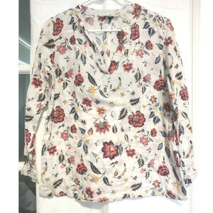 Old Navy Med women's Tunic Floral Bohemian Boho Cottage Linen Cotton